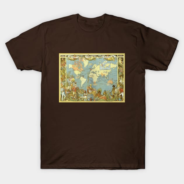 Antique World Map of the British Empire, 1886 by Walter Crane T-Shirt by MasterpieceCafe